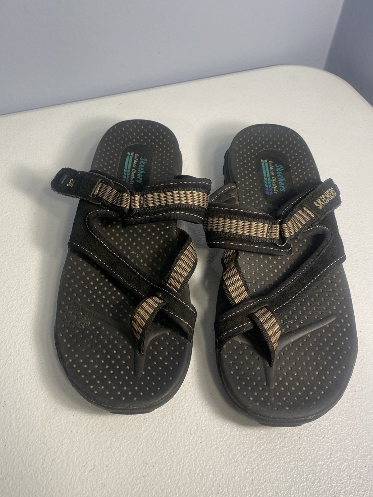 Skechers Outdoor Lifestyle Reggae Trailway Black Toe Sandal Women’s Size 9