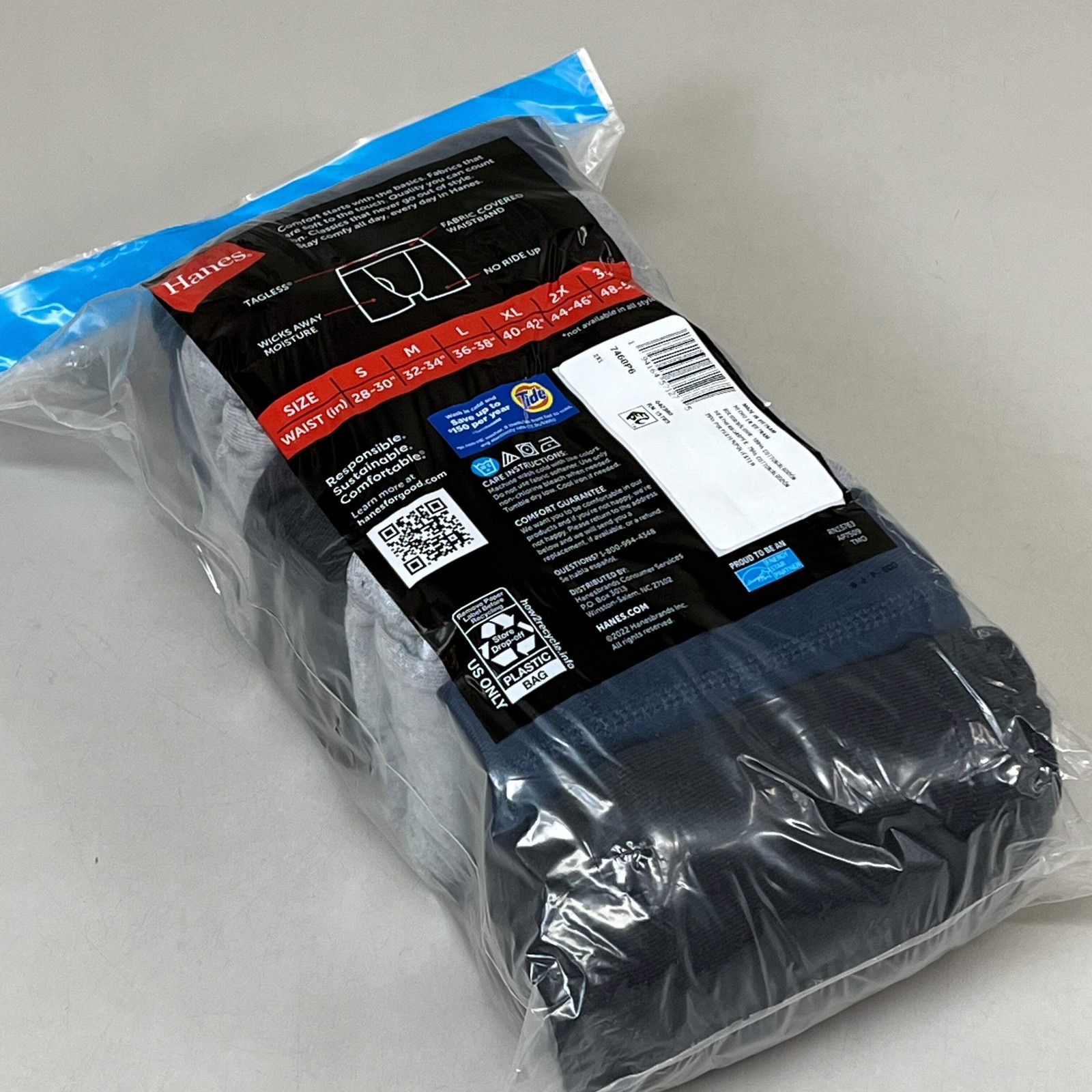 HANES (6 PACK!) Men’s Boxer Briefs Sz 2XL 44-46″ Black/Blue/Grey 7460P6