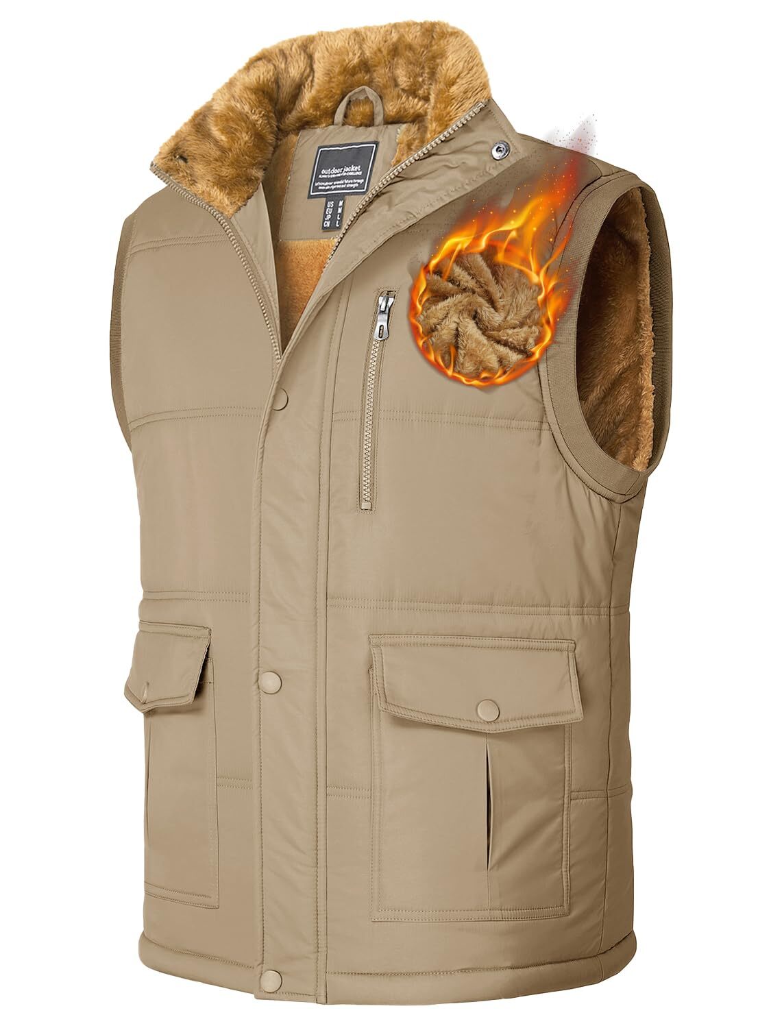 Men’s Winter Vests Sleeveless Jackets Casual Warm Fleece Lined Padded Outerwear