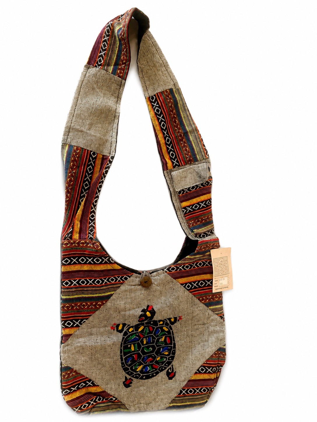 Hymalyan Crossbody Bag Handmade In Nepal Turtle Drawing Hippie Shoulder Purse