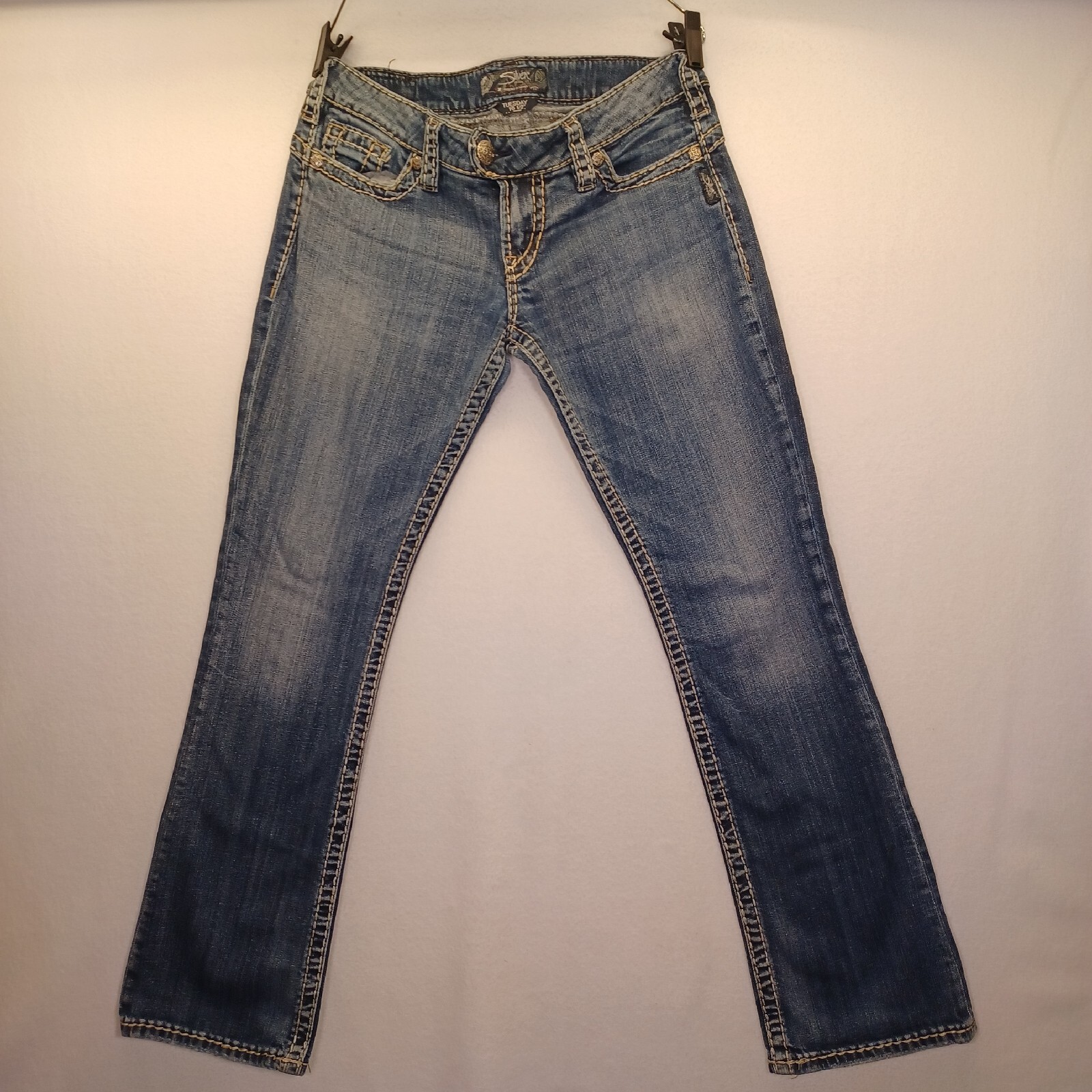 Silver Tuesday 16 1/2″ Jeans Women’s W29xL31 Bootcut Low Rise Thick Stitch Denim