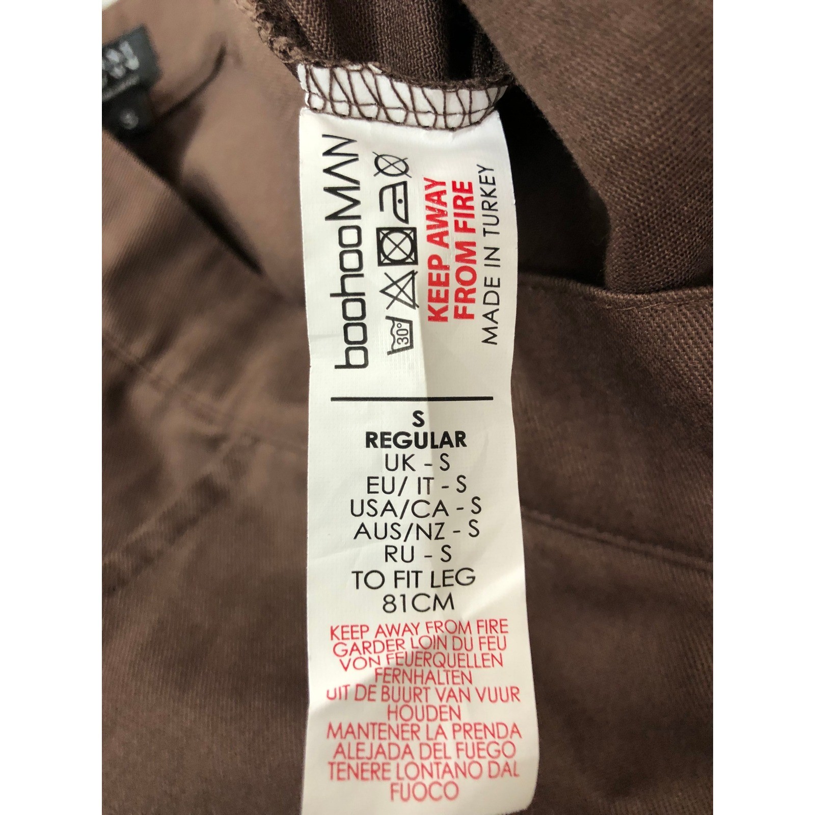 BoohooMAN Cargo Pants Men S (32×32) Chocolate NWT Fixed Waistband Relaxed Twill