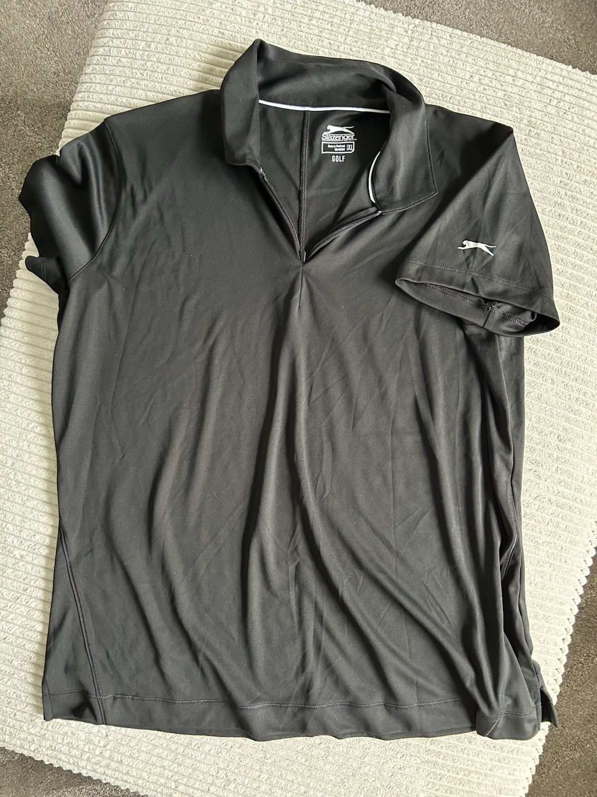 Slazenger Women’s Golf Polo Shirt XL Black Short Sleeve 1/4 Zip Collared
