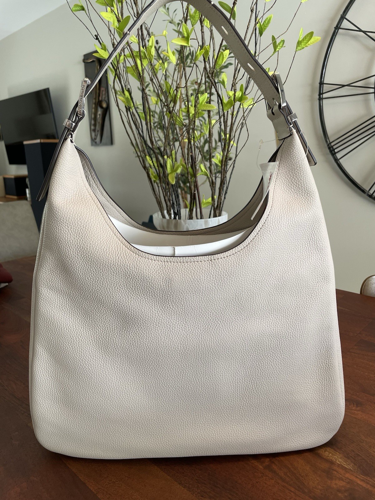 Michael Kors Nolita Large Leather Hobo Shoulder Bag in Light Sand NWT