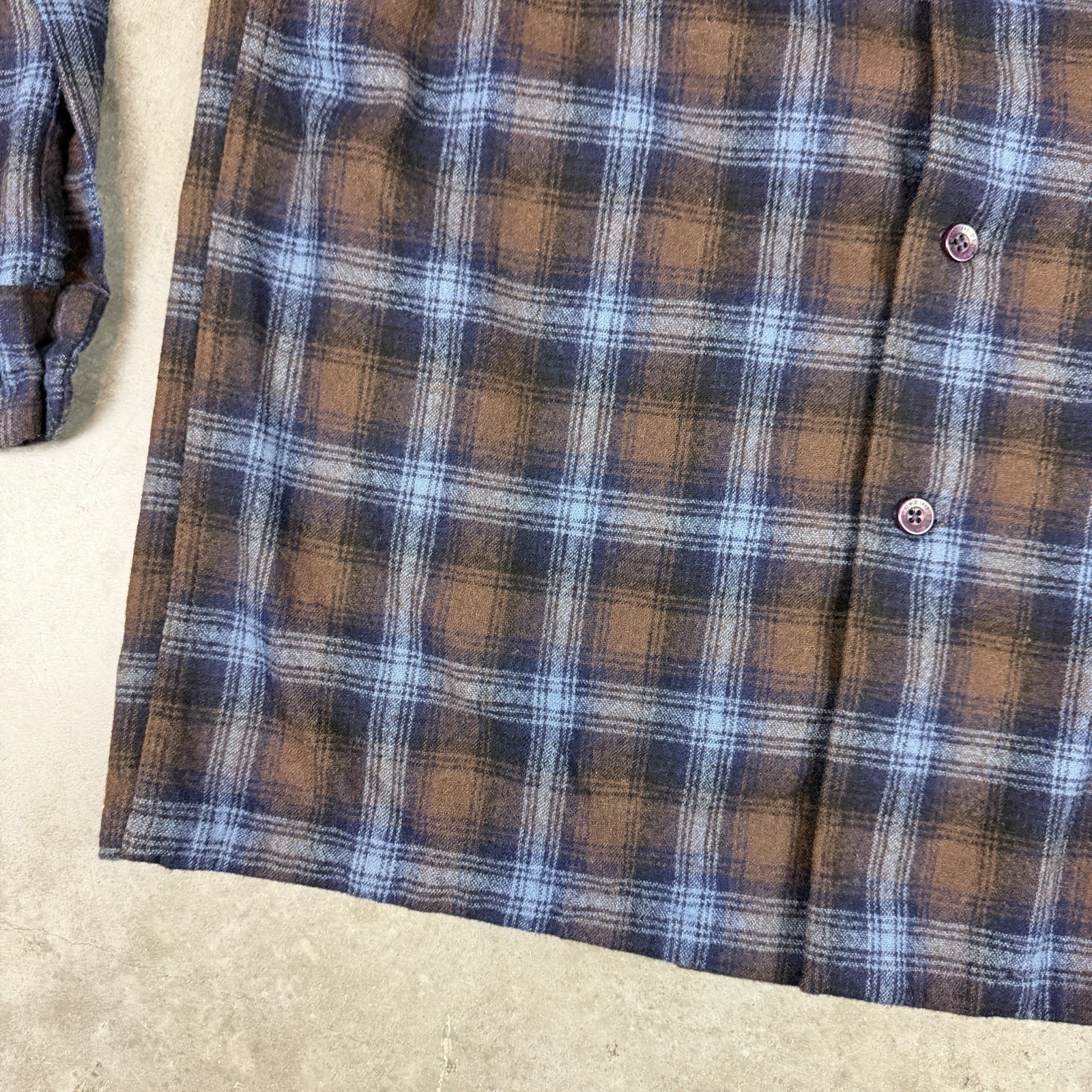 Pendleton Flannel Shirt Mens Medium Blue Board Shirt Wool USA Preowned