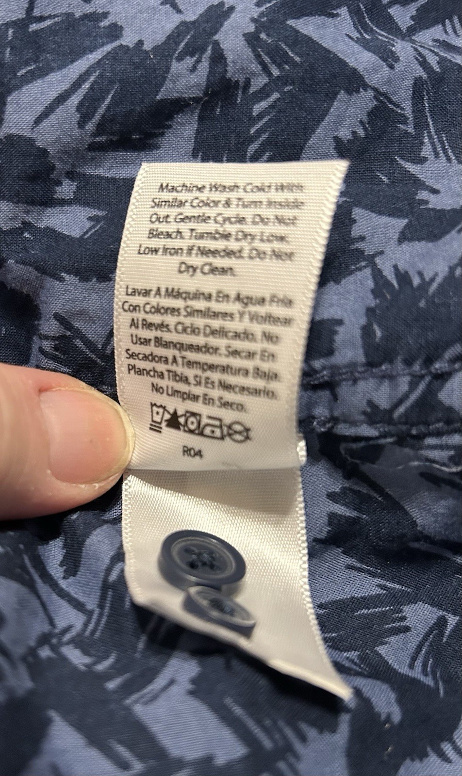 Free Assembly Mens Short Sleeve Button-Down Shirt Blue Print Size Medium