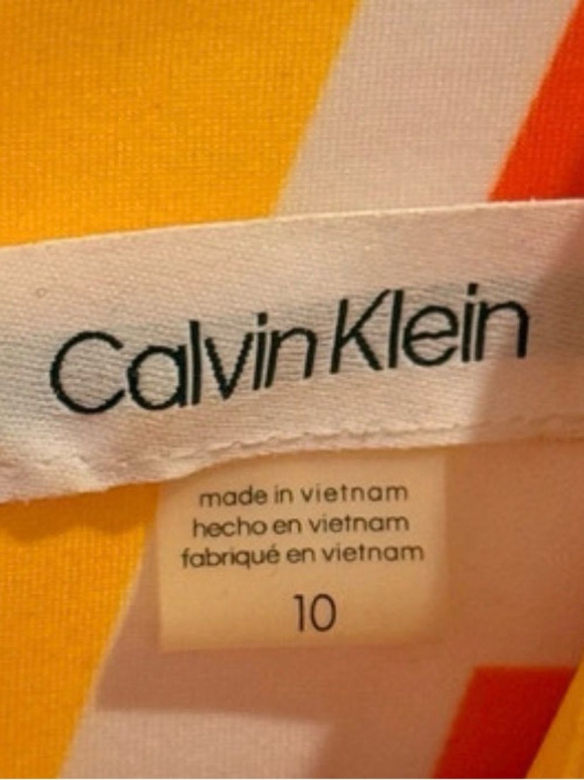 CalvinKlein geometric abstract sleeveless scuba dress (10) orange/yellow/red/wh