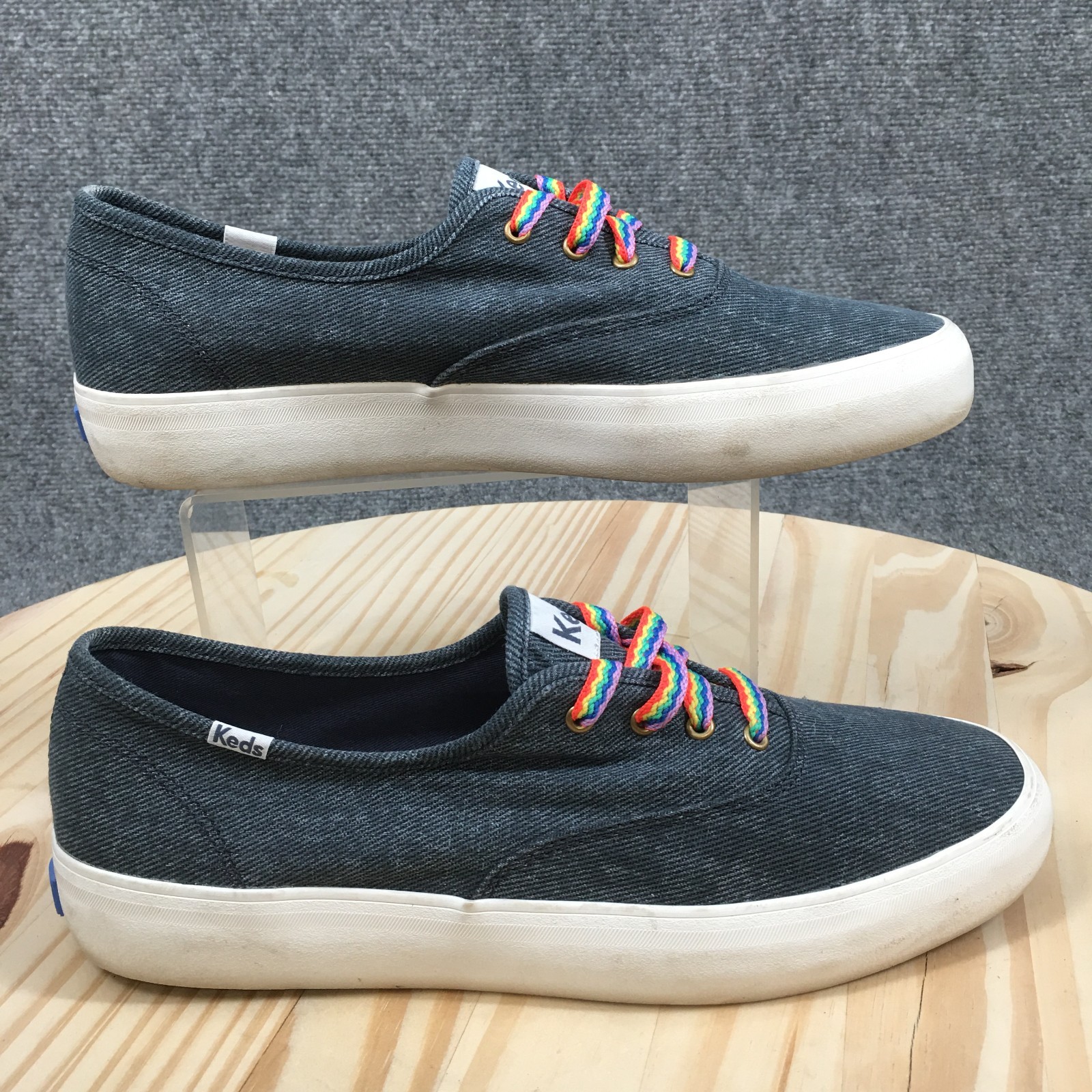 Keds Champion Gender Neutral Denim Shoe Mens 11 Womens 12.5 Lace Up Sneaker Gray