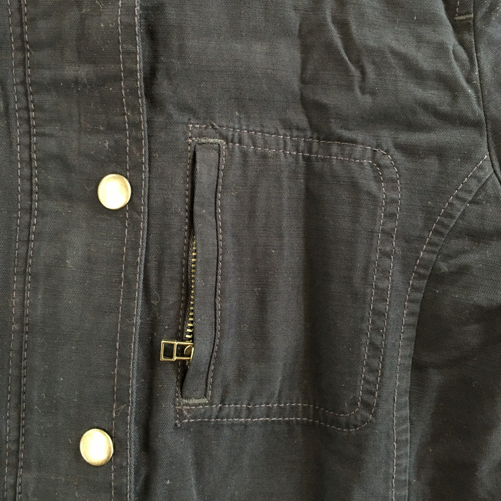 Talbots Safari Utility Jacket Womens XS Long Sleeve Full Zip Collared Denim Blue