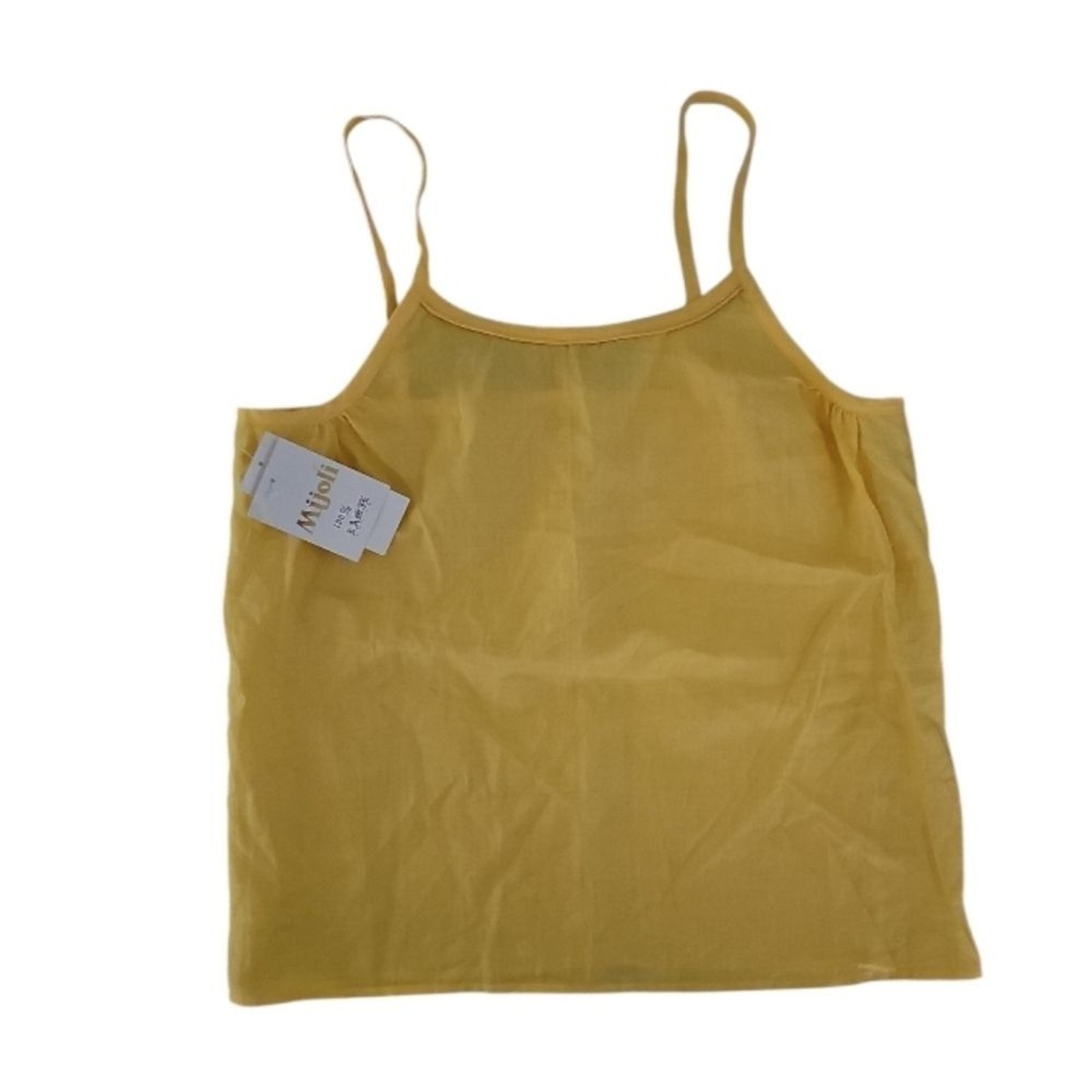 Mijoli 100% Ramie Yellow Cami Tank Sz M Minimalist Summer Quiet Natural Fiber
