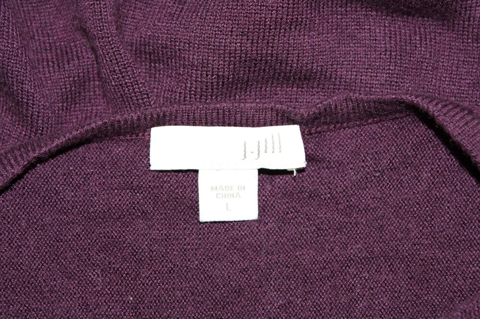 J JILL Sz L Knit Rayon Wool Blend Tunic Sweater Dark Purple Long Sleeve
