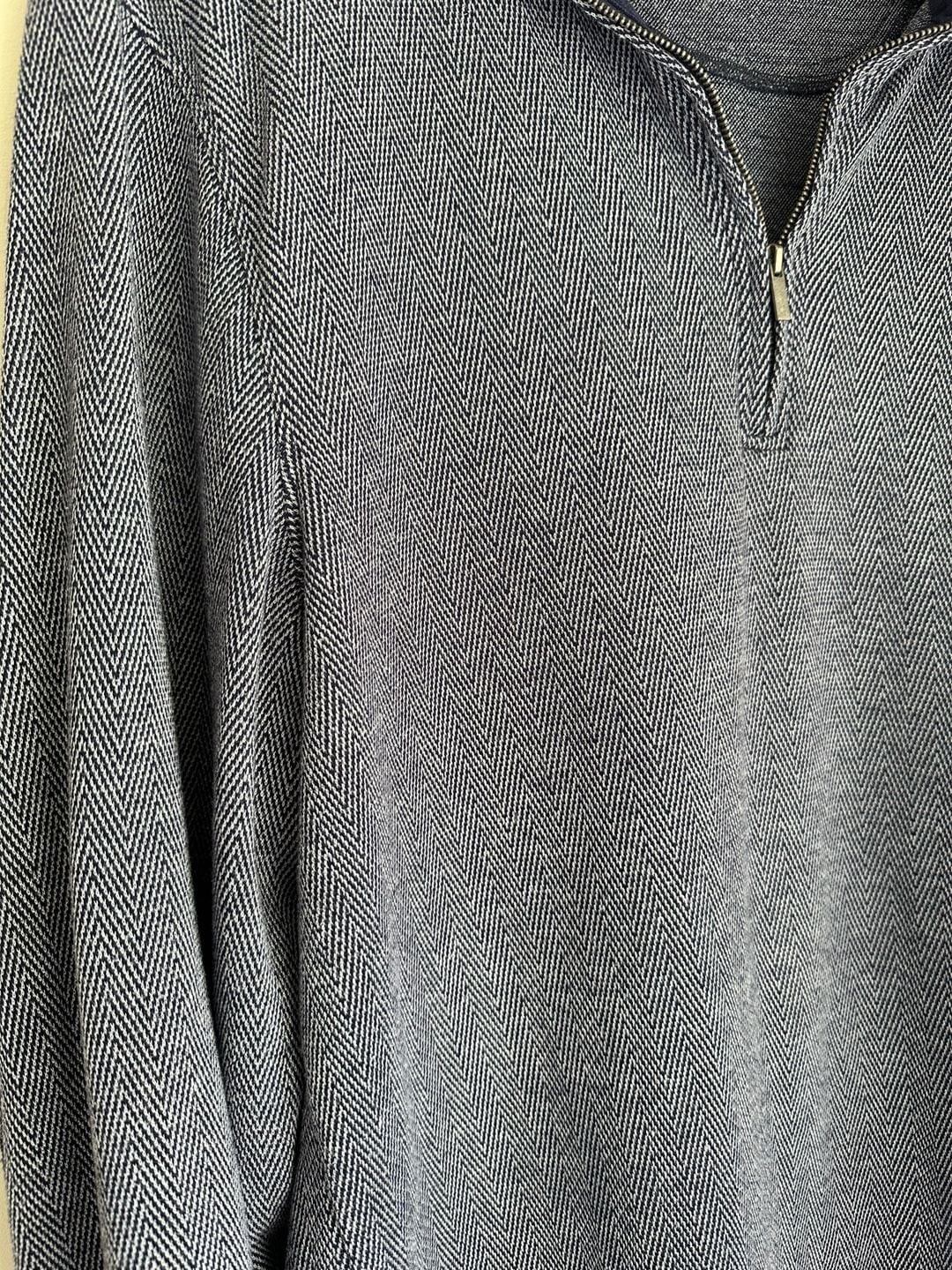Ocean & Coast Men’s Herringbone Texture 1/4 Zip Pullover Sweater with Elbow Patc
