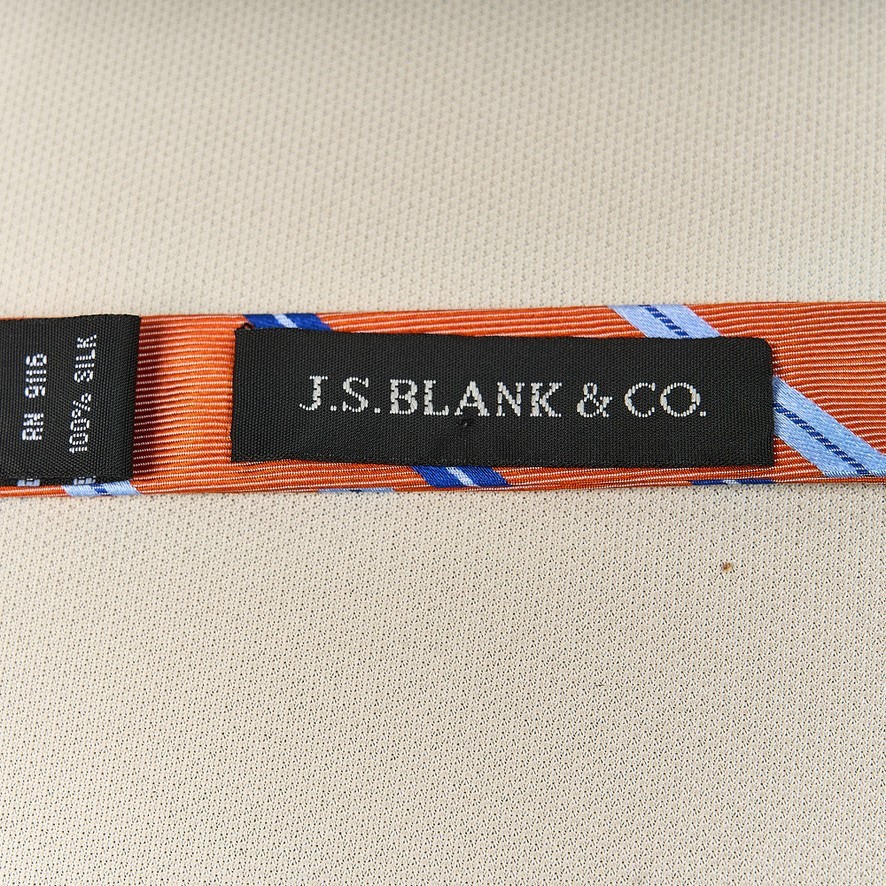 J.S. Blank & Co Silk Bow Tie Orange Blue Stripes Self Tie Classic Adustable