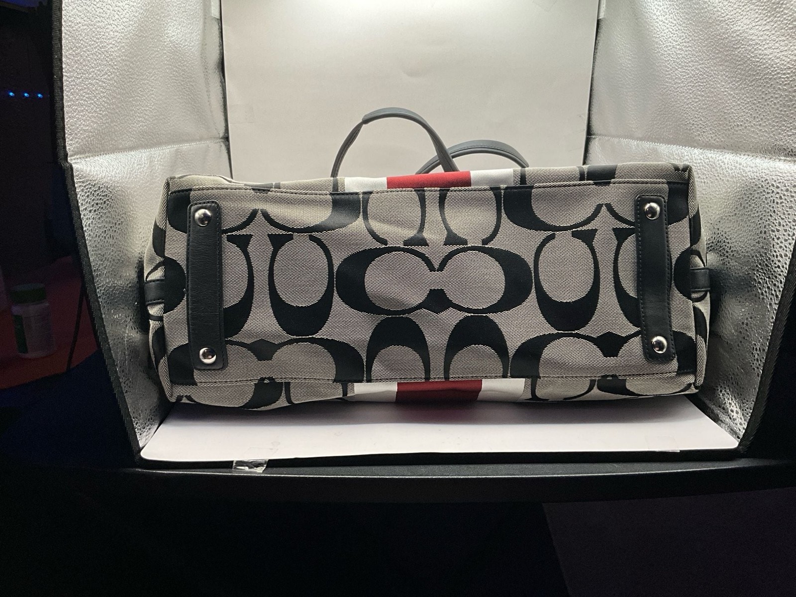 Coach Signature Stripe Tote Bag F1282-10054