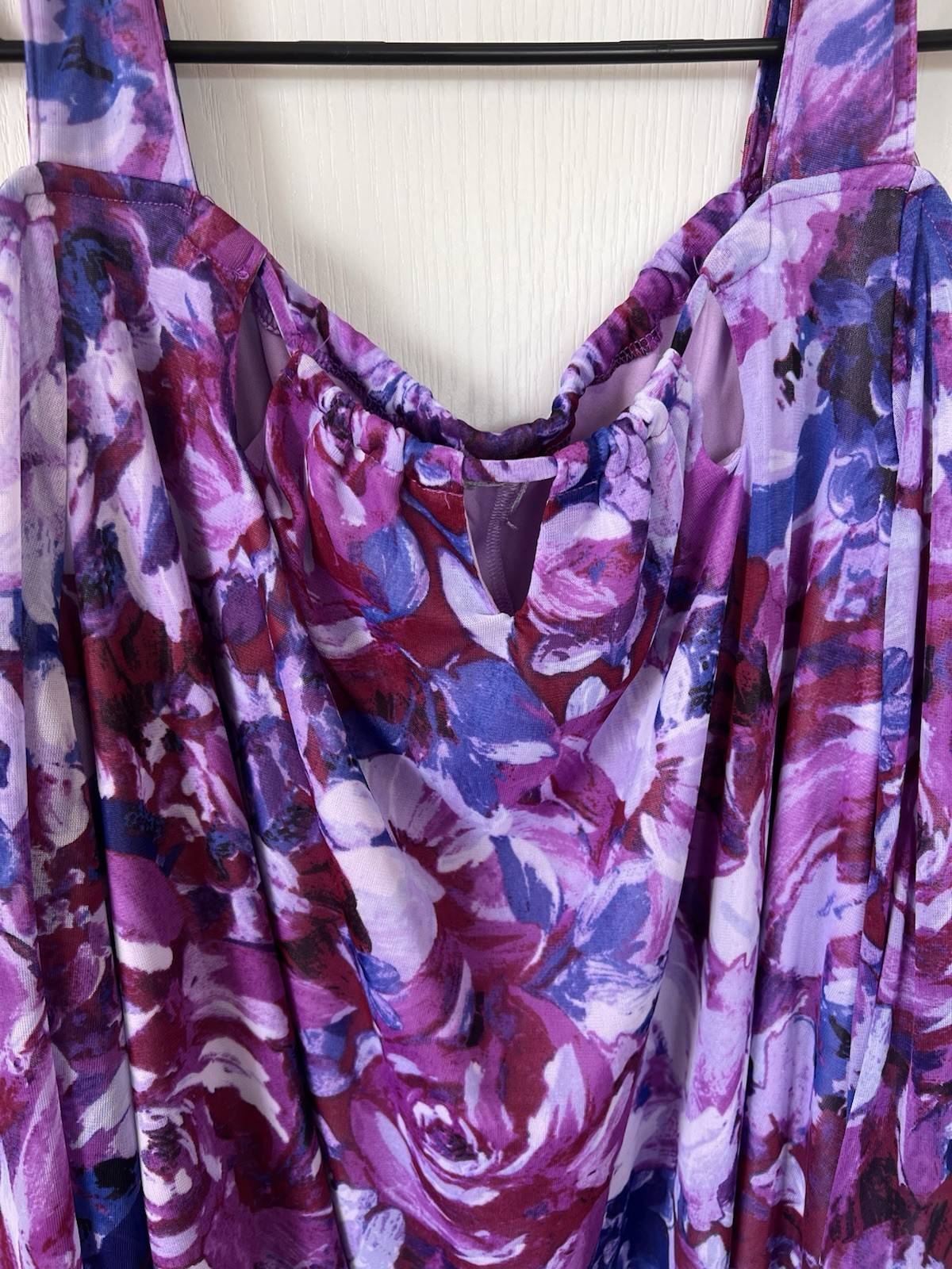 Purple Pink Blue Floral Cold Shoulder 3/4 Sleeve Scoop Neck Blouse Women 3XL