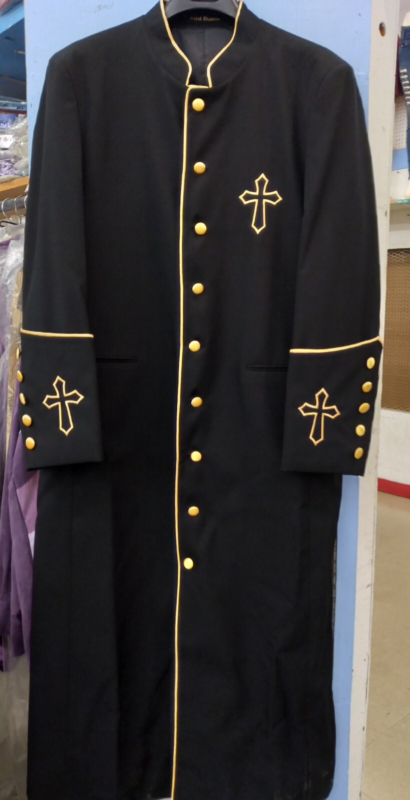 Beautiful Church Pastor, Preacher, Minister Clergy Robe Black/Gold – LARGE
