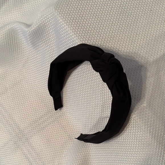 Womens Black Ribbed Fabric Top Knot Headband Wide Textured Hair Accessory