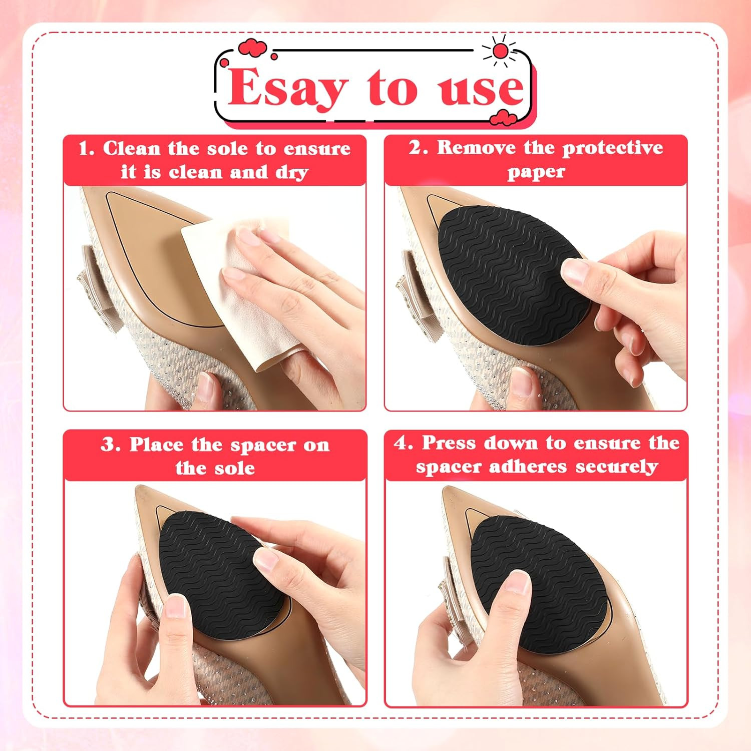 6 PCS Non Slip Shoe Pads, Thickened Non Slip Pads for Shoes Self Adhesive