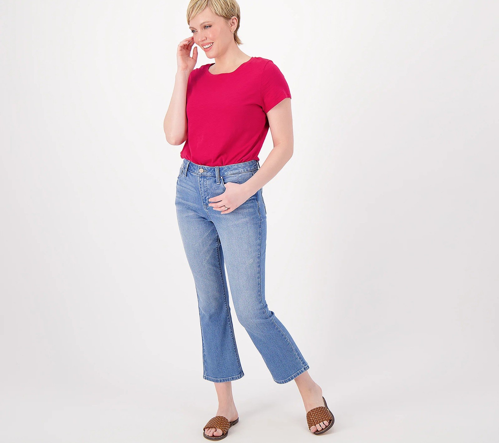 Laurie Felt Size 0 Reg Forever Denim 5 Pocket Crop Baby Bell LIGHT WASH A601123