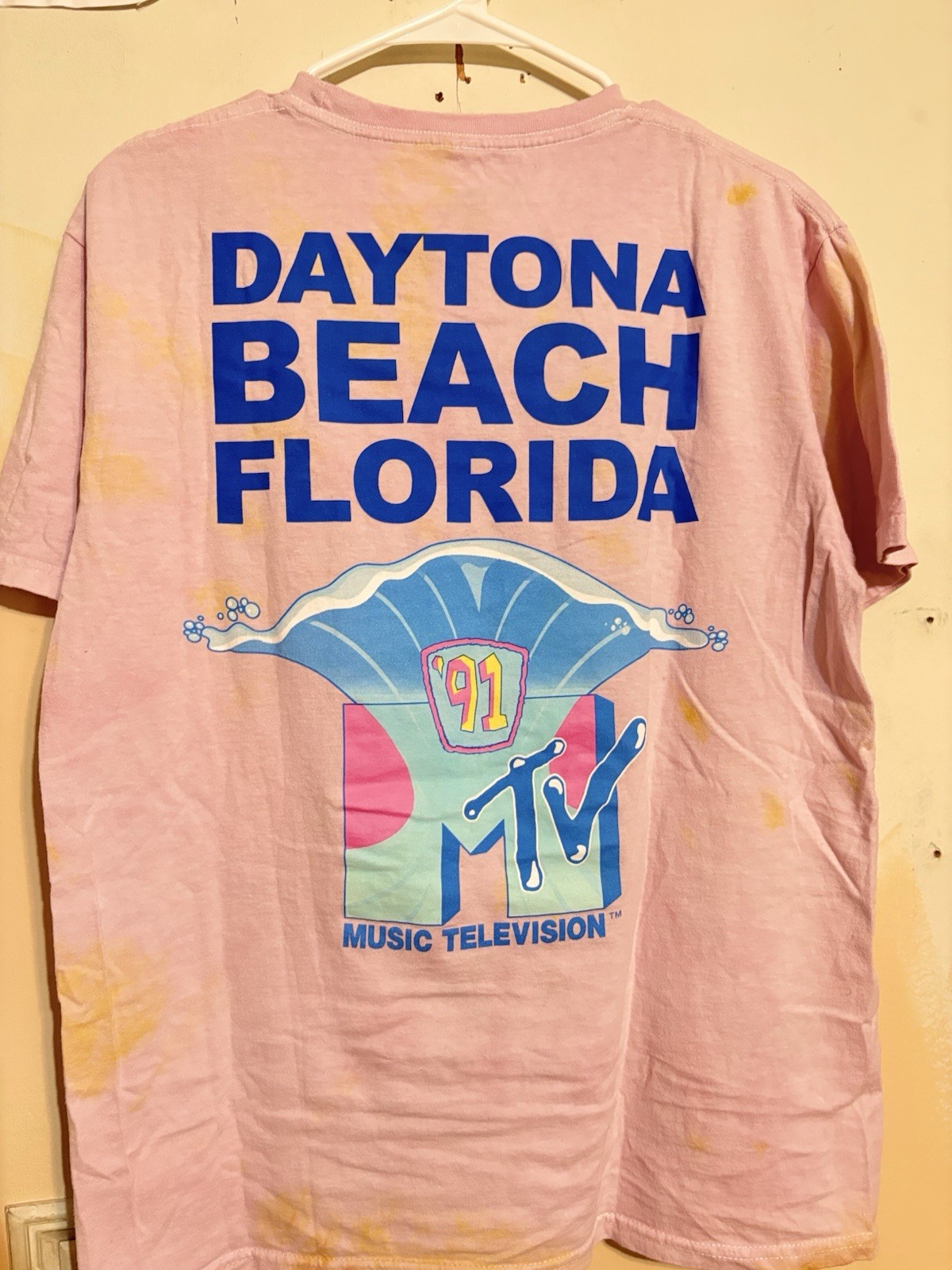 MTV Spring Break 91 Daytona Beach FL Pink Graphic Logo Size L (Not Vintage)