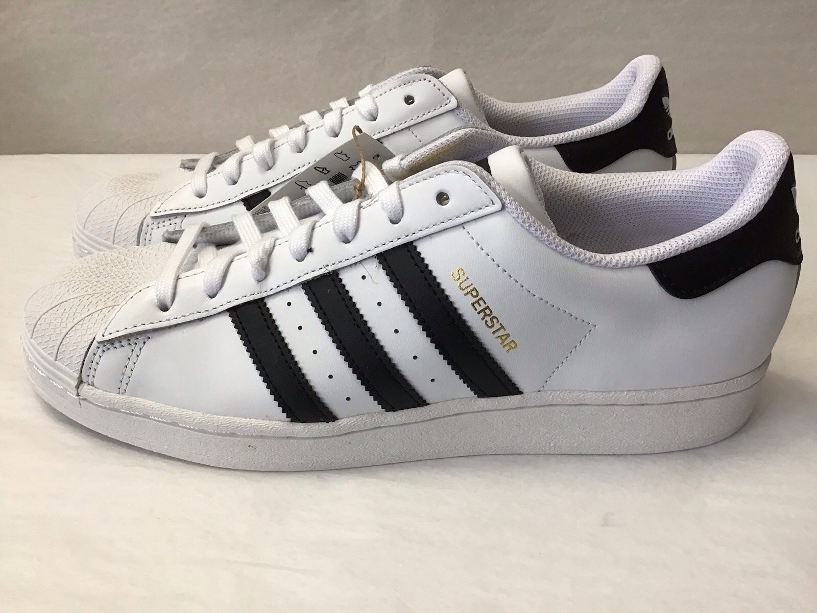New Adidas Superstar Men Size 10 White Black Athletic Shoes EG4958 Stripes Laces