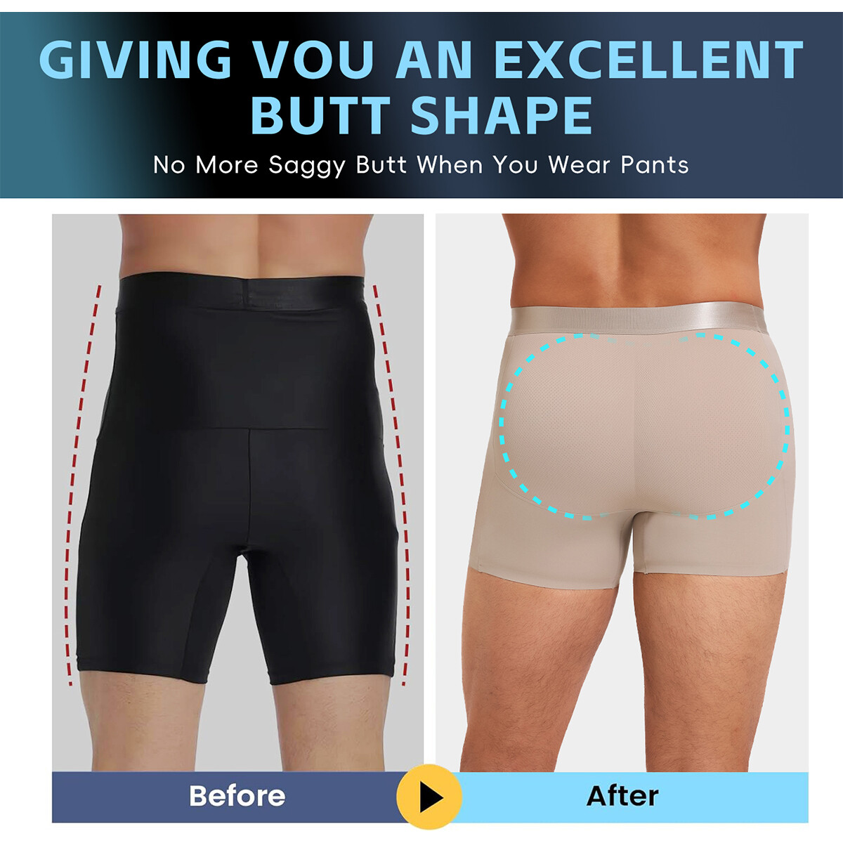 Men Butt Lifter Padded Underwear Boxer Briefs Booty Hip Enhance Shorts Shapewear