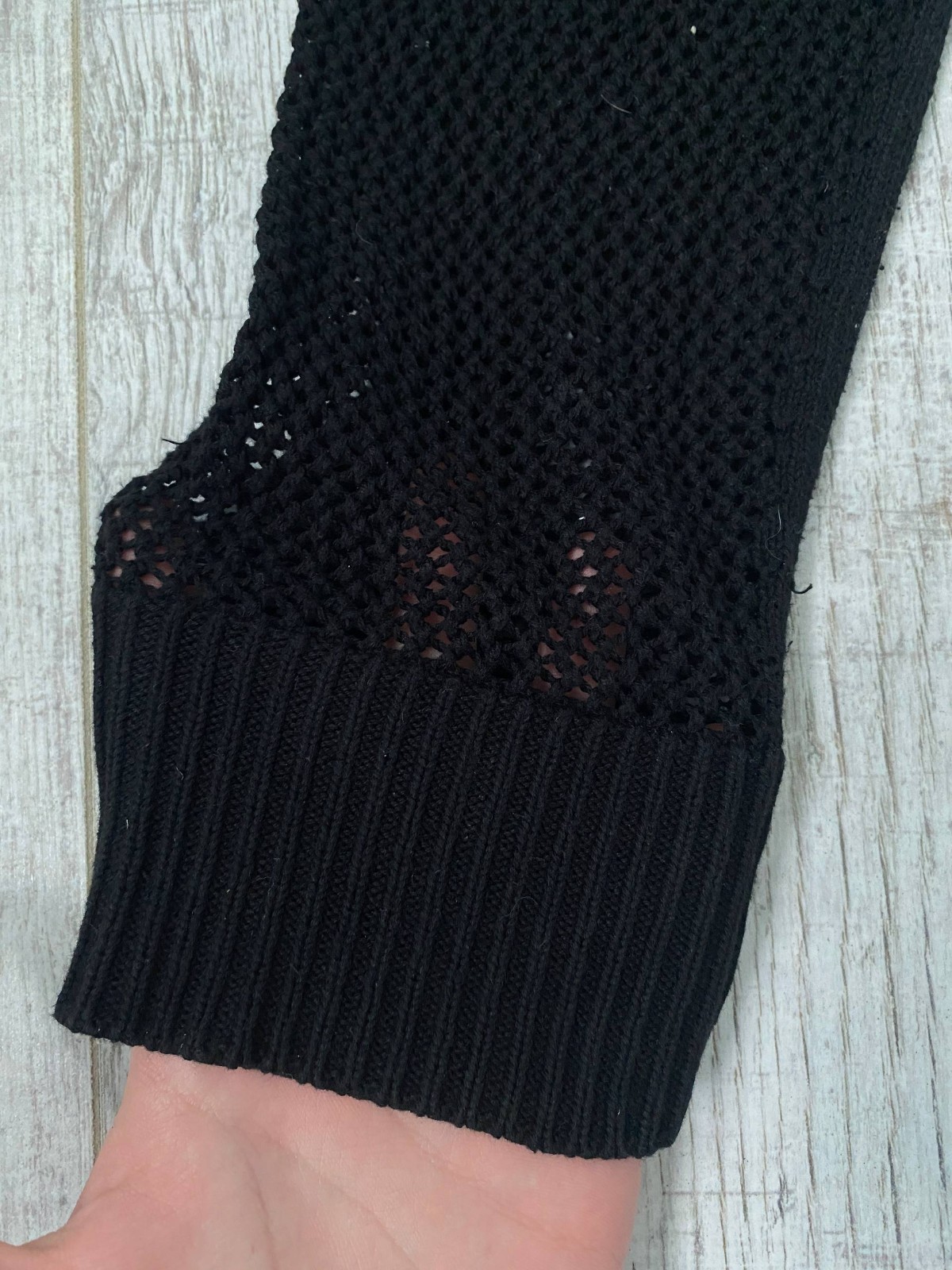 AllSaints Men’s Open Mesh Knit Sweater Cardigan Black Size Medium