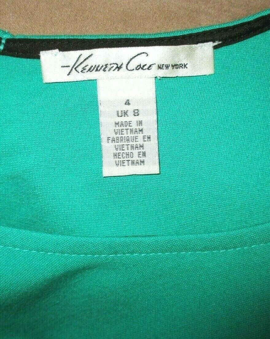 Kenneth Cole, Green, Ruched Bodycon Dress, Jewel Neck, Rayon/Nylon/Span, 4