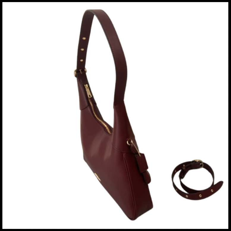 COACH CCE48 Ella Shoulder Bag Smooth Leather Maroon Brown Outlet New SMM