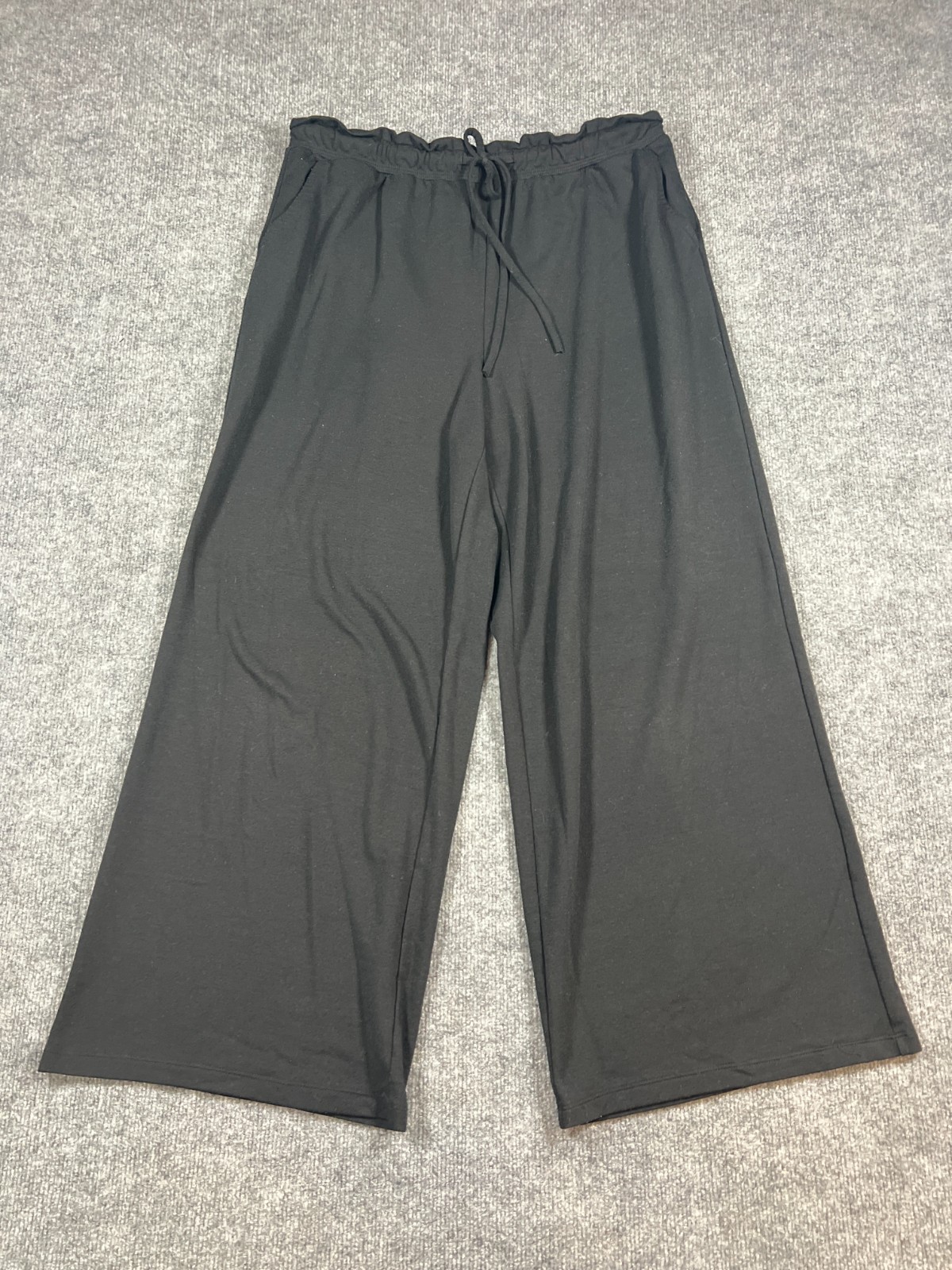 Zoe + Phoebe Wide Leg Pants Womens Large Black Stretch Paperbag Waist Casual