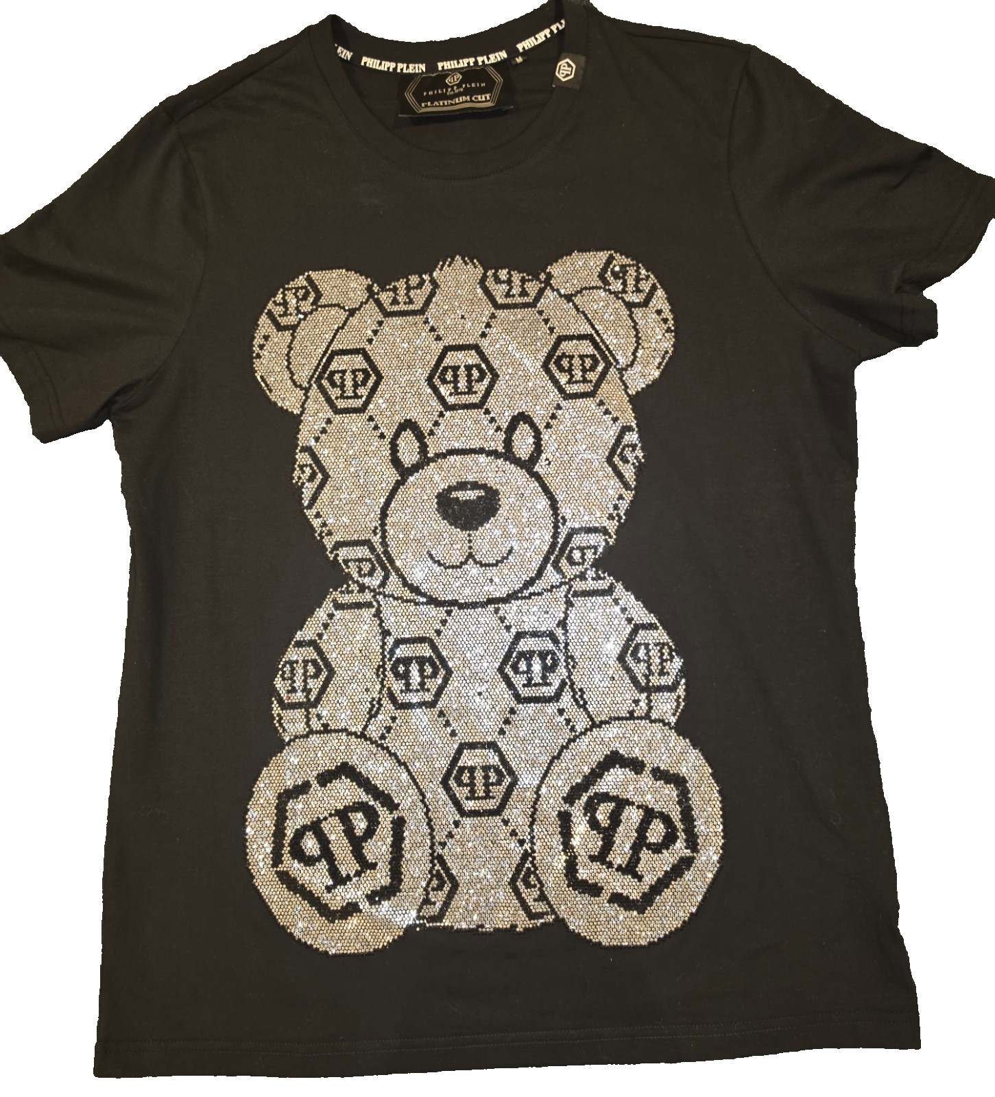 Philipp Plein Teddy, Rhinestone, Black T-shirt Medium, Authentic MSRP $700, Y2K