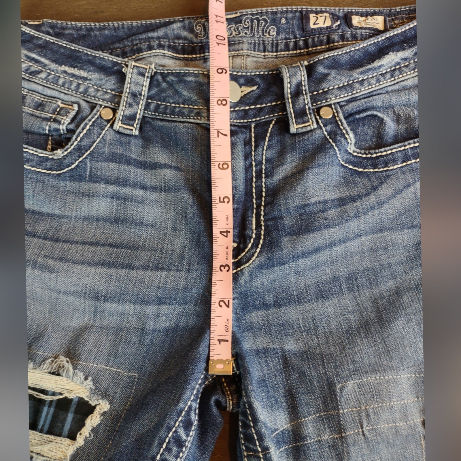 Miss Me Torn Contrast Destoyed Patch Boyfriend Ankle Jeans JB5151A329 Size 27