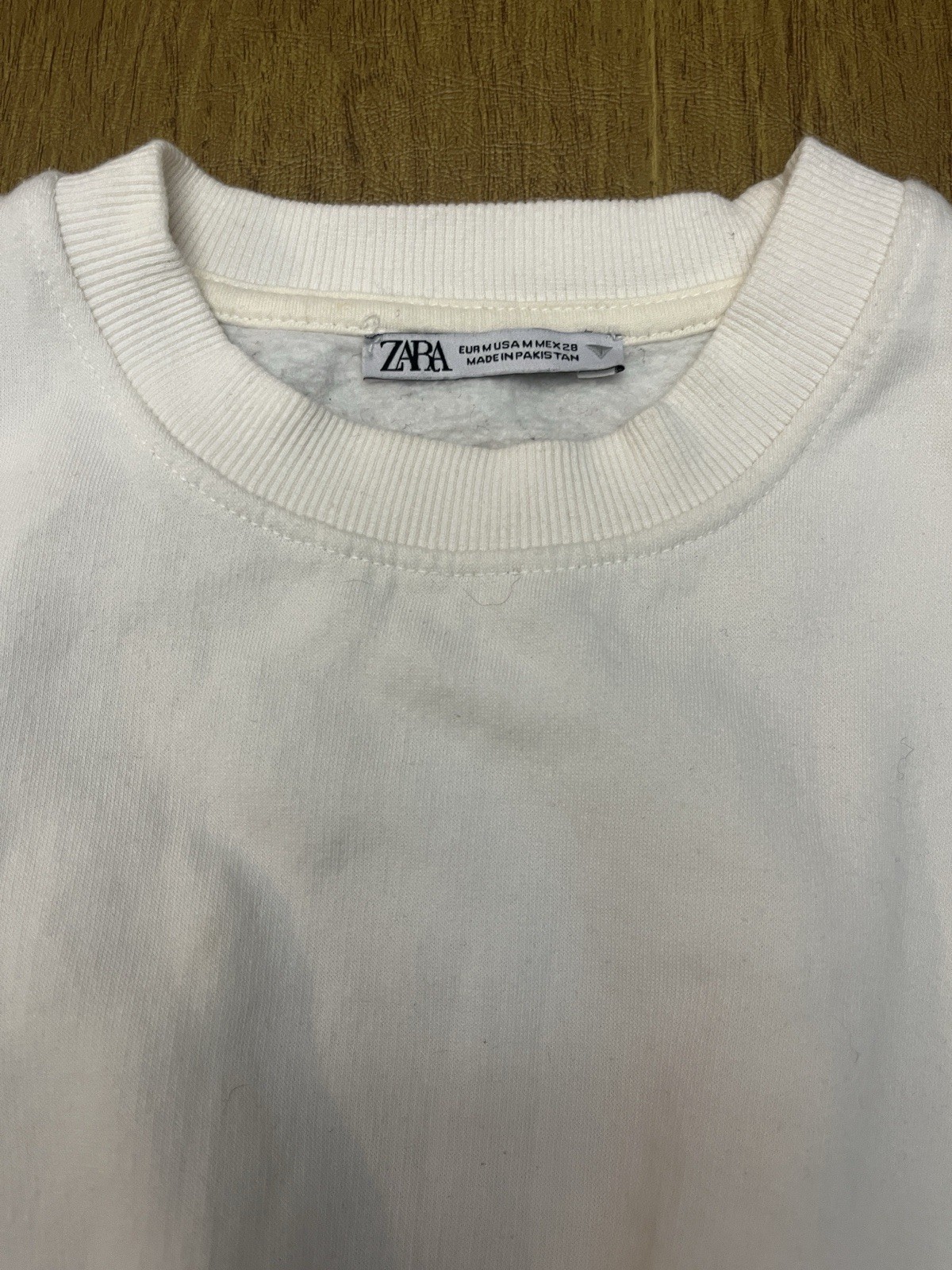 Zara Cream Cropped Fleece Lined Oversized Sweatshirt, Sz M