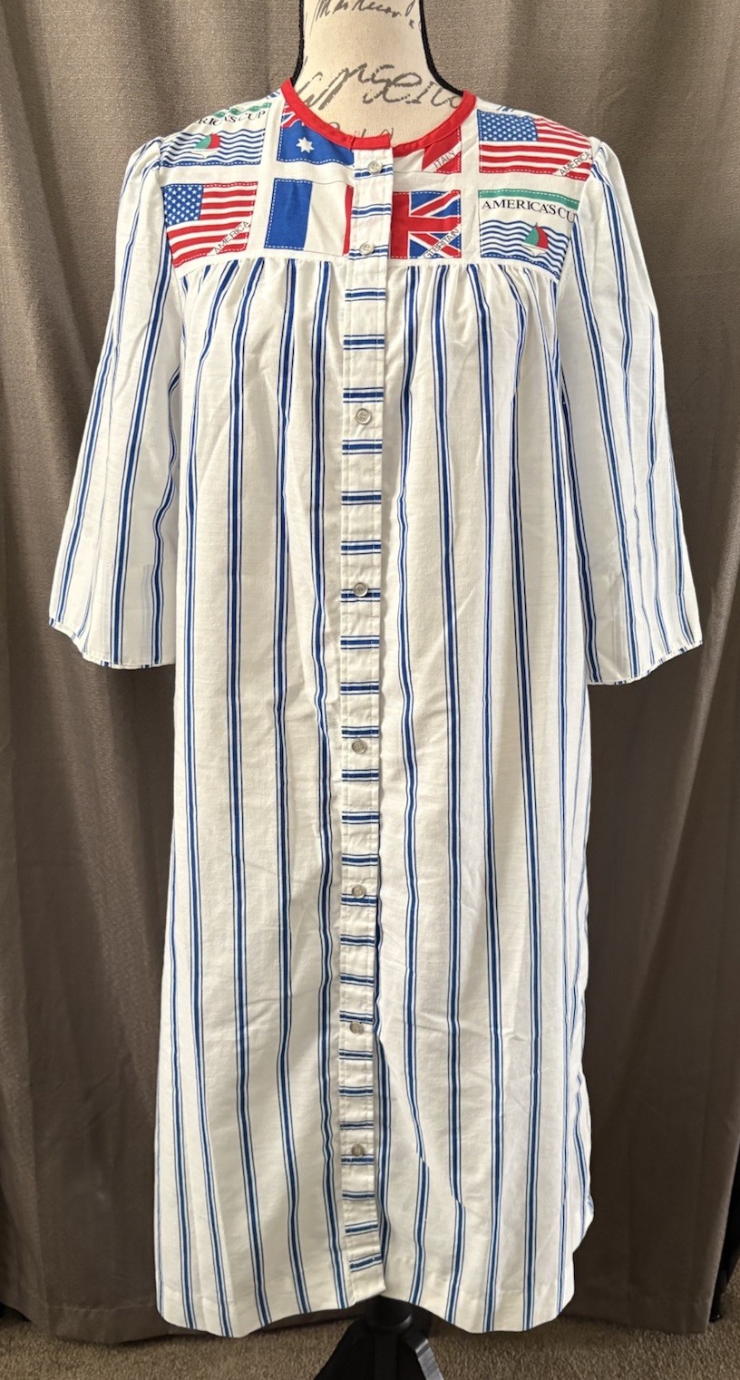 MODELS COAT Saks Fifth Avenue House Dress MuMu America’s Cup Striped Snaps 8