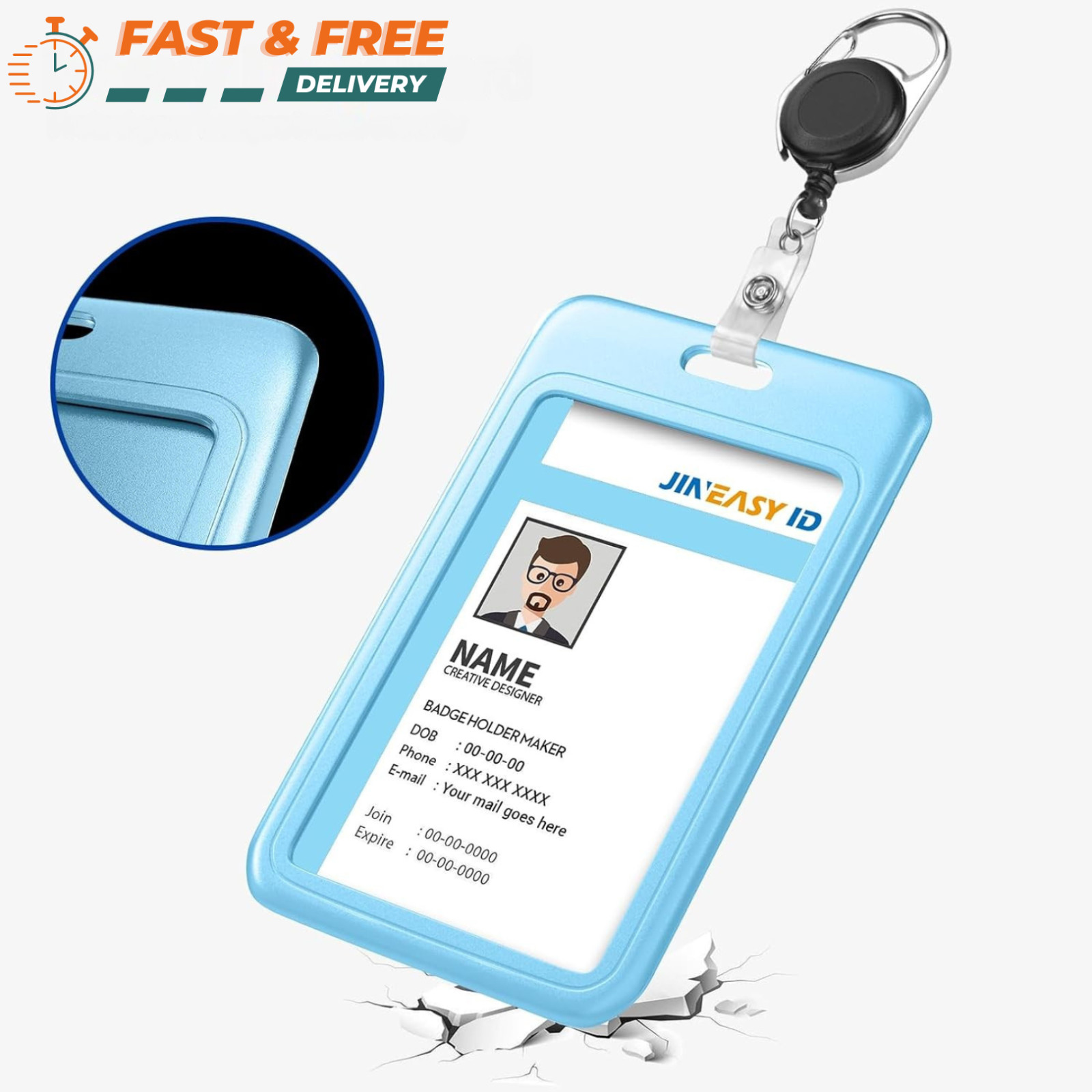 2pcs ID Badge Holder Vertical Card Holder Heavy Duty for Work Key Card Men Women