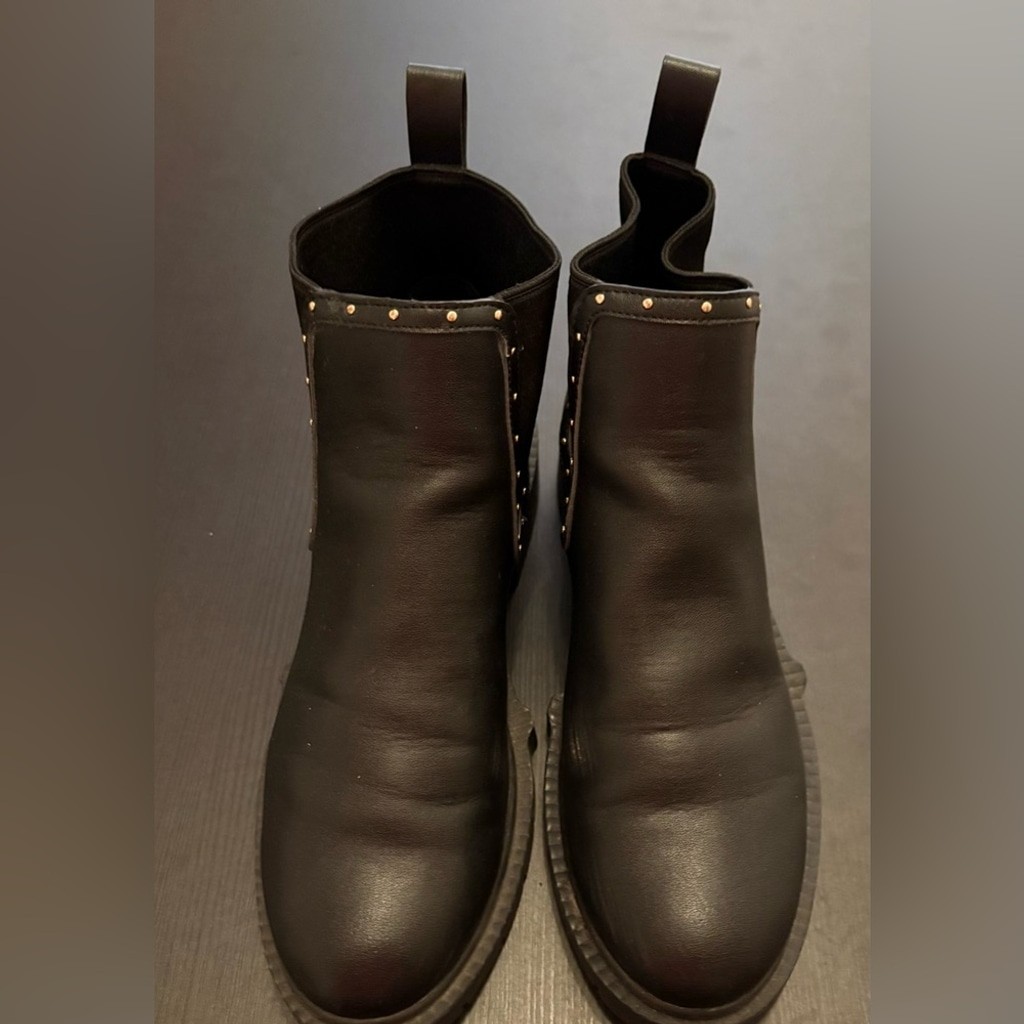 Coach Lory Leather Bootie Womens Size 8 Black Studded Ankle Boots Preloved