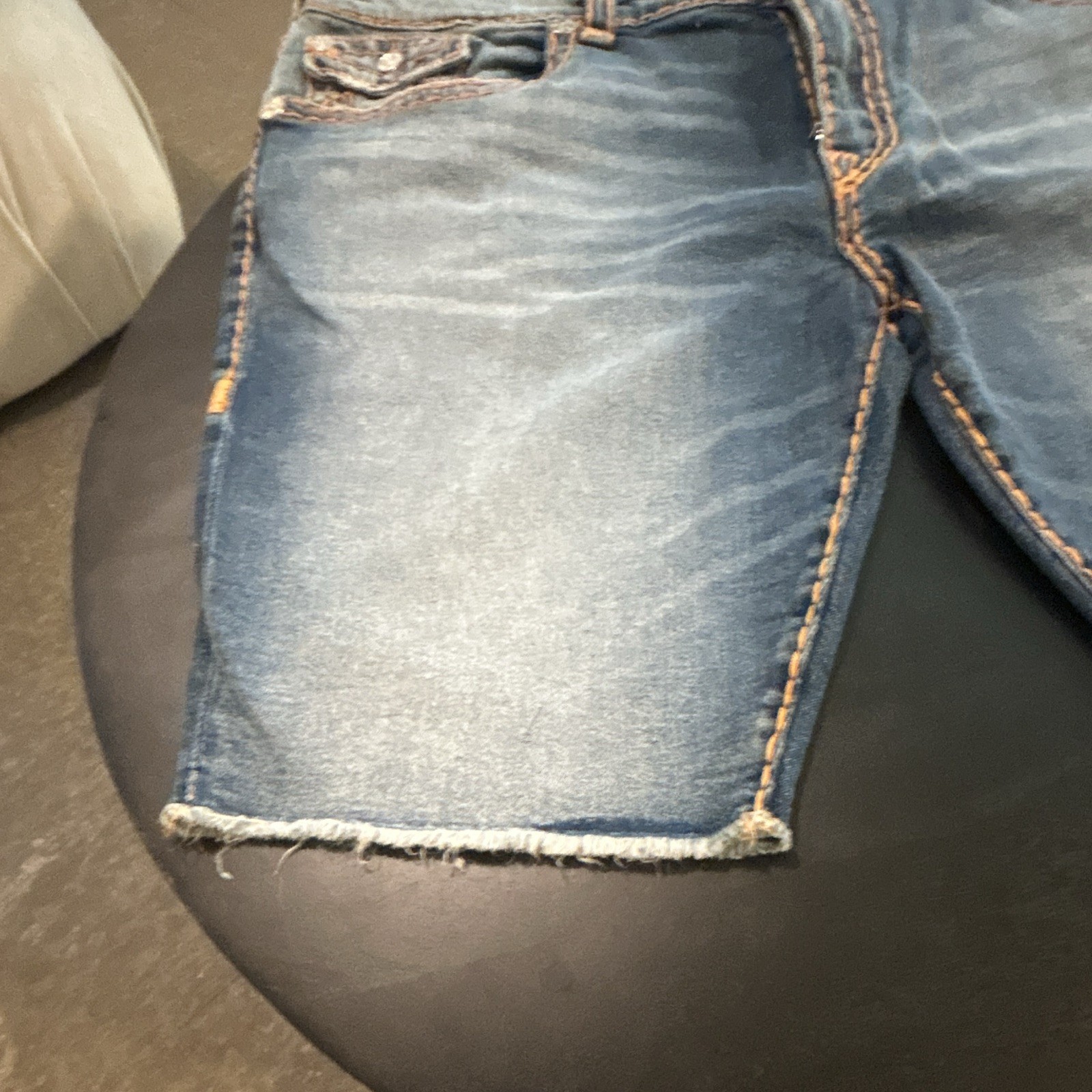 New Men’s True Religion Ricky Super T Blue Medium Wash Denim Shorts Size 46