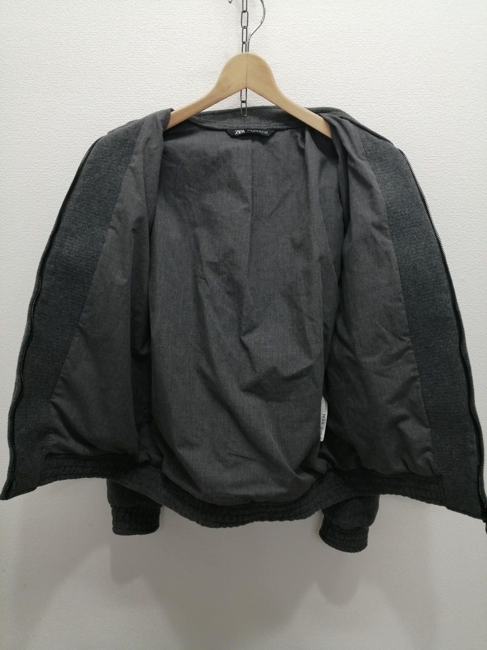 ZARA WOOL BLEND BOMBER JACKET GRY M Used