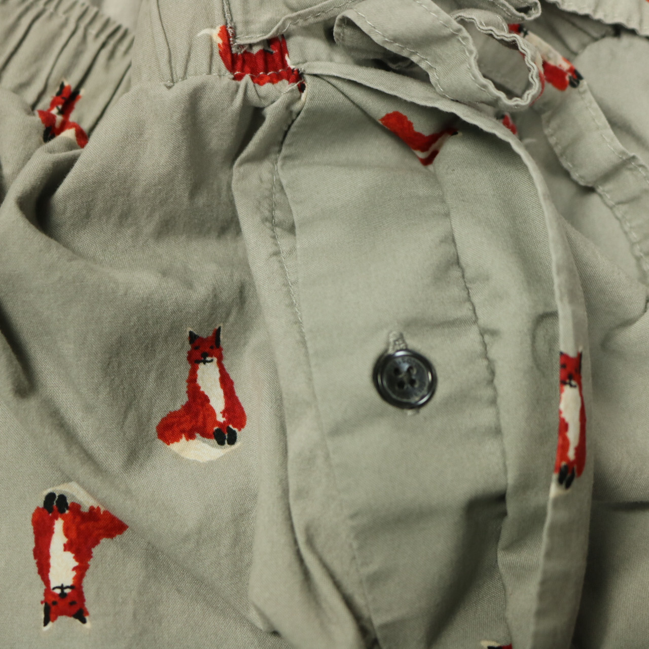 Lands End Foxes Pajama Pant Sleep Bottom Elastic Waist Button Fly Gray 2XL 44-46