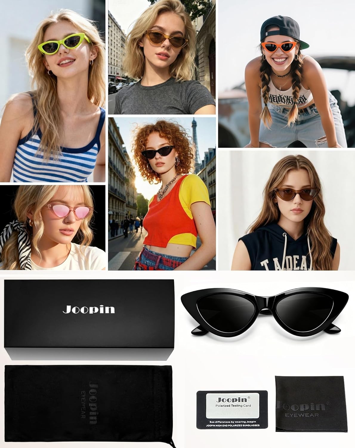 Joopin Polarized Cat Eye Sunglasses for Women Vintage Cateye Sun Glasses UV400 P