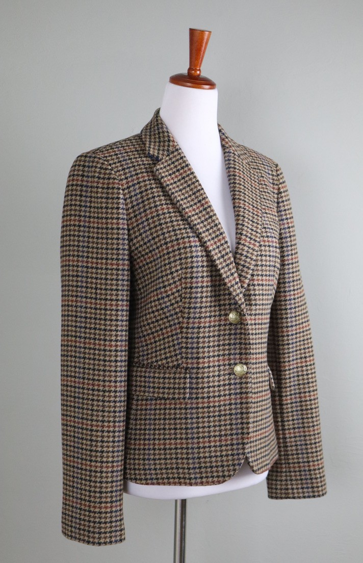 J.CREW Factory $258 Wool Blend Schoolboy Blazer Jacket Top Houndstooth Size 4