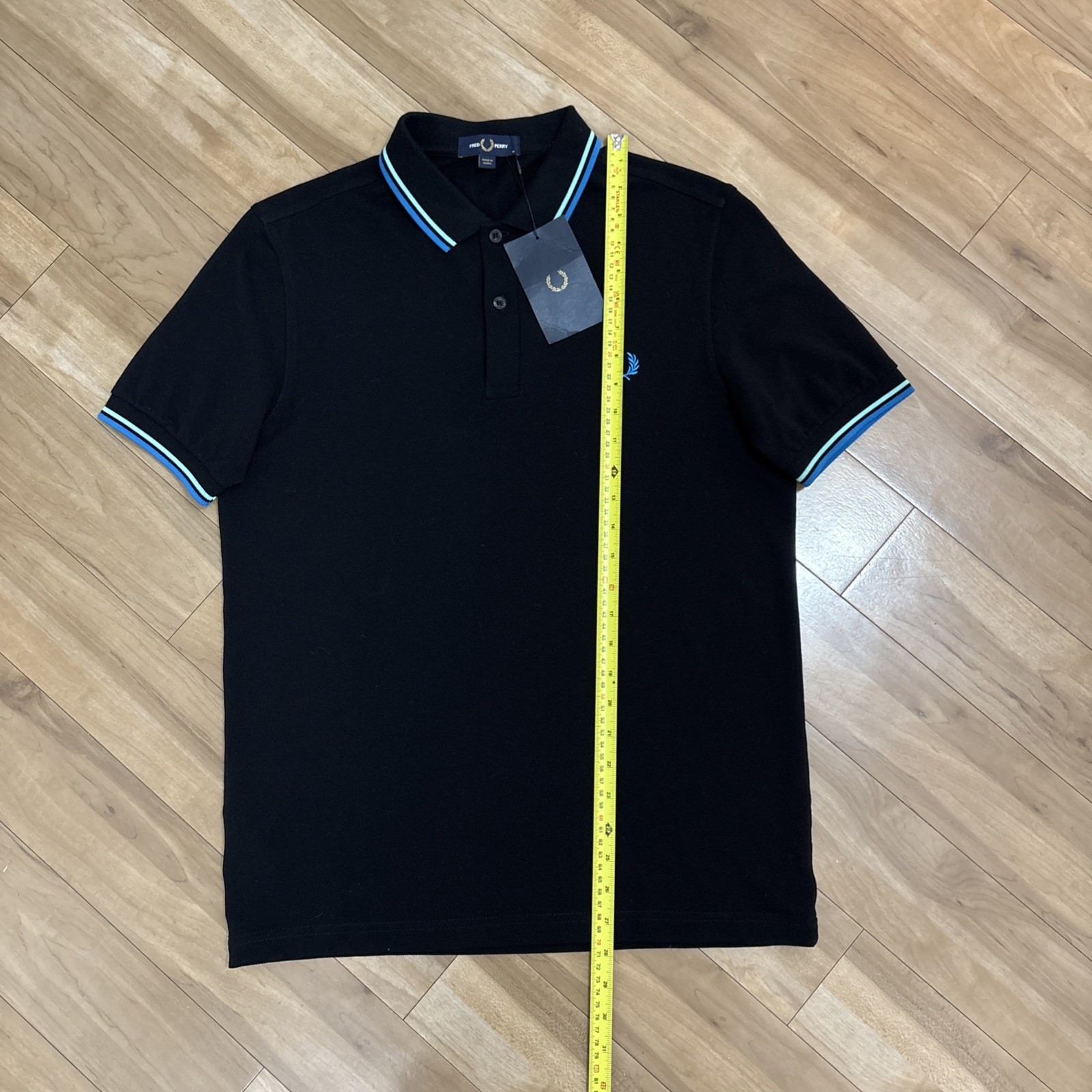 Fred Perry Twin Tipped Polo Shirt Mens Medium Black Blue M3600 Mod 60s Ska BNWT
