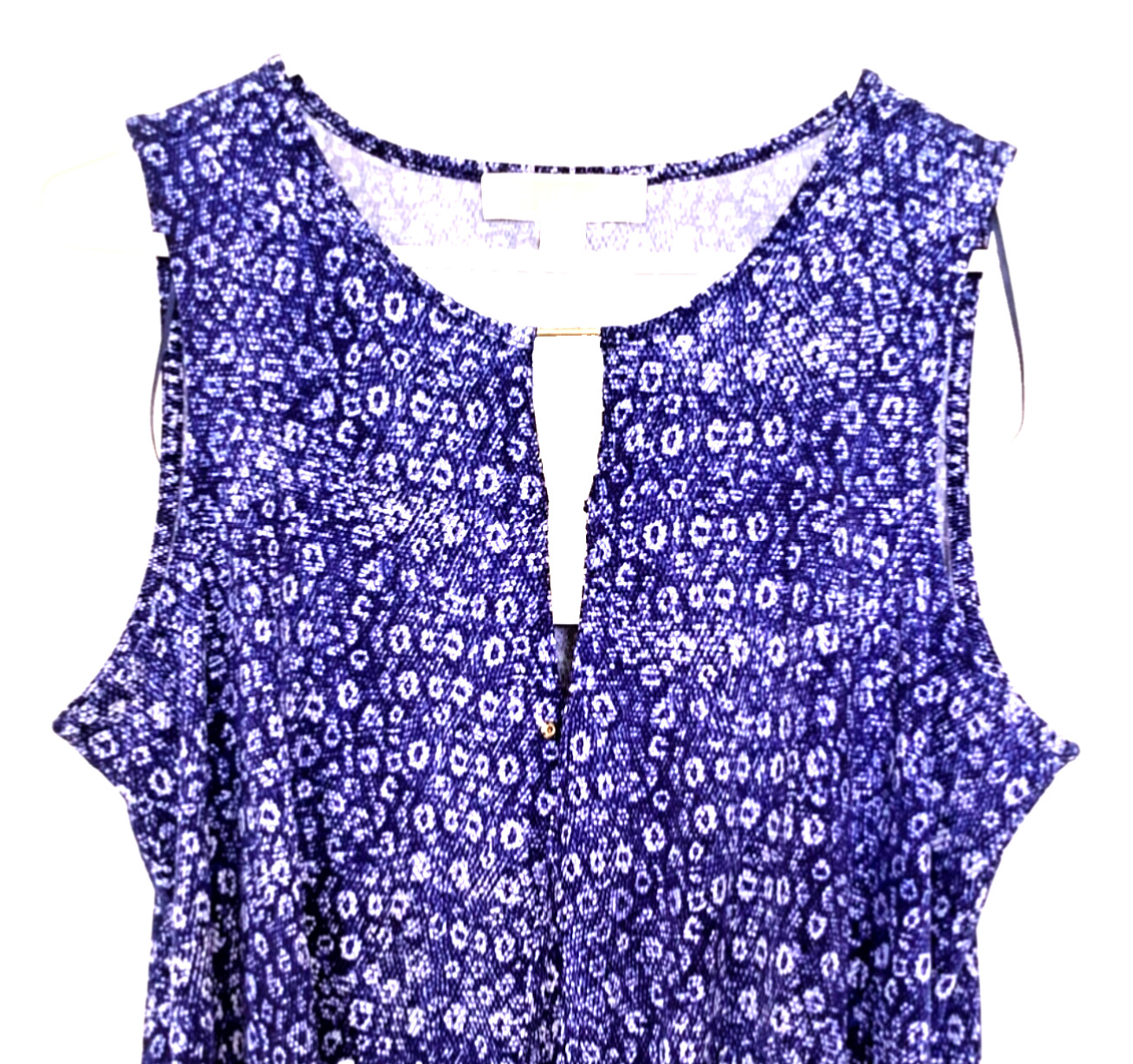 Michael Kors $99.50 Women’s Sz M Blue Printed Sleeveless Crossover Front Top NWT