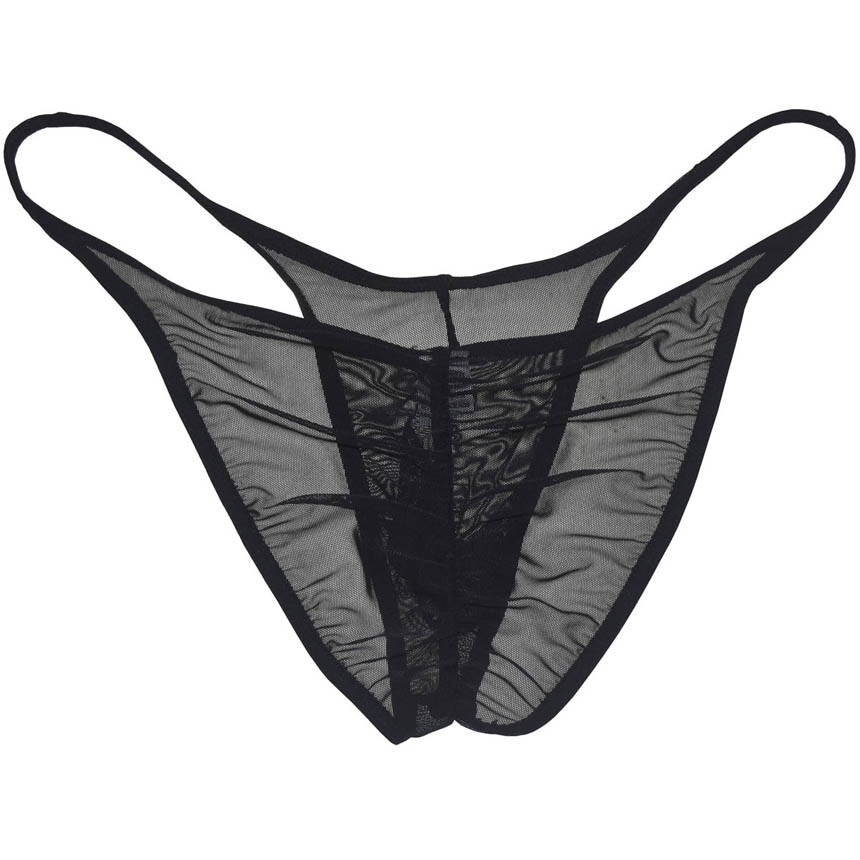 Men Low Rise Bikini Brief Underwear Male Contour Pouch Thong Sheer Mesh Silky