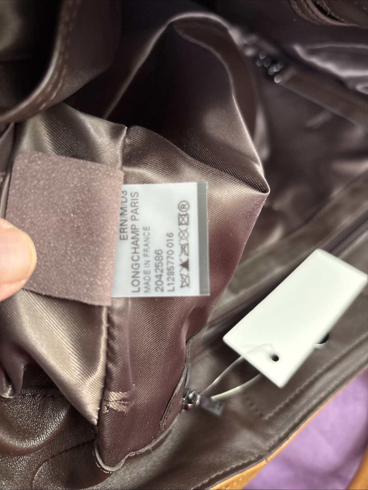 Longchamp naturel All Leather Hand Bag Tote Purse Leather brown L1285770016