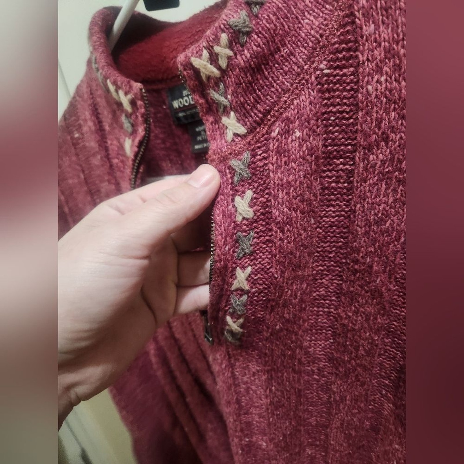 Woolrich Burgandy Knit Sweater with Star Accents