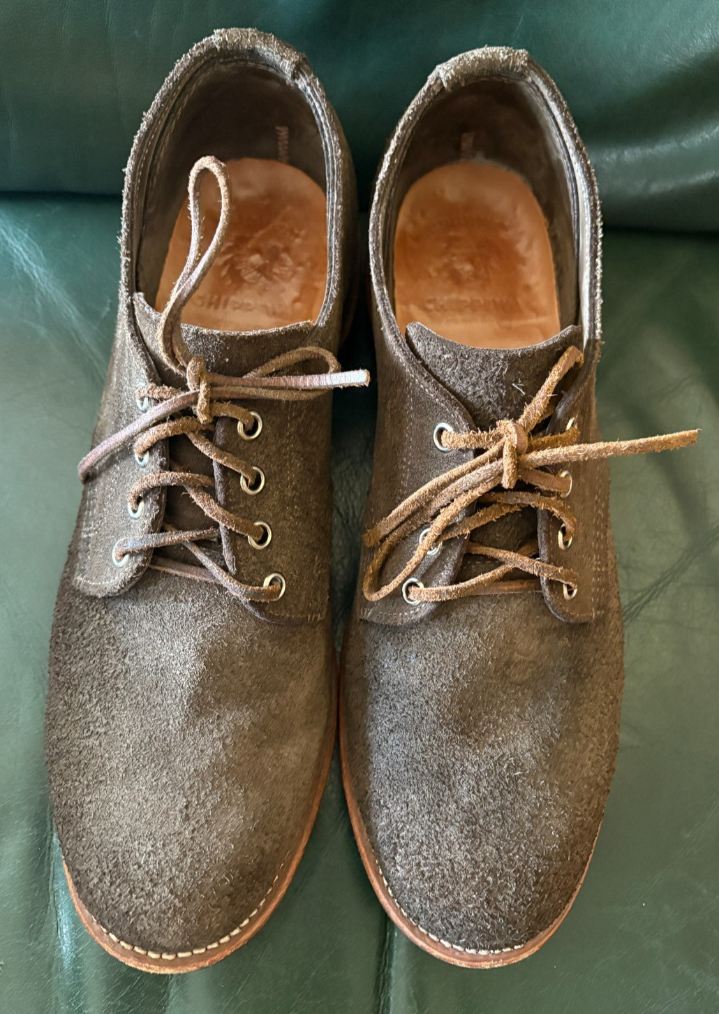 CHIPPEWA Oxfords 1901M75 Olive Suede Shoes Vibram Men’s Size 10.5D Made In USA