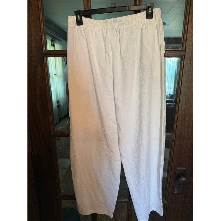 Noracora White Dragonfly Graphic Elastic Waist Relaxed Pants 3XL NEW Cottagecore