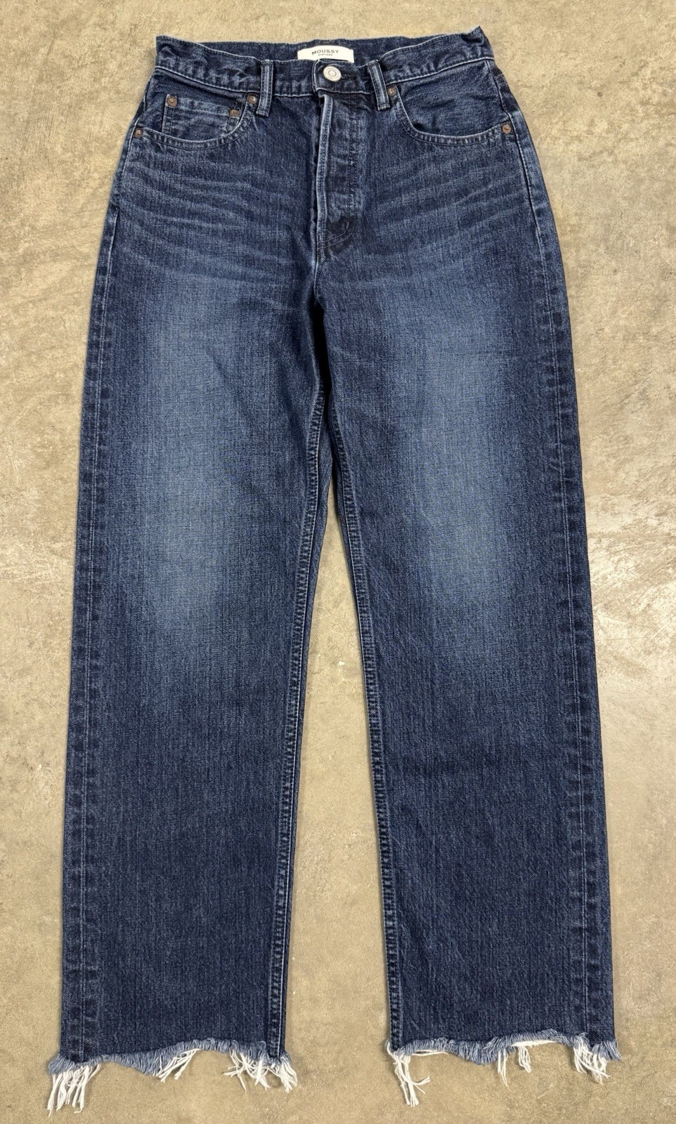 Moussy Vintage Jeans Womens 27 Blue Denim Wide Crop High Rise Made In Japan NEW