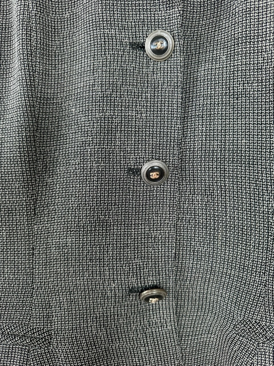 Karl Lagerfeld Vintage 1996 Gray Tweed Jacket 38 40 6 8 Coat CC Logo Buttons M